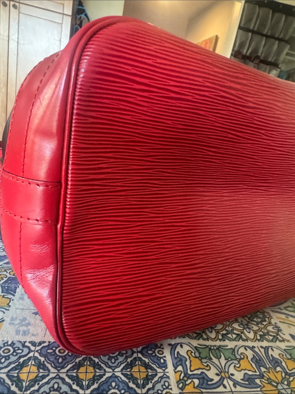Louis Vuitton Black & Red Epi Leather Drawstring Bucket Bag - Picture 5 of 7
